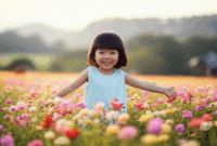 Contoh Prompt Gambar AI Anak Bermain di Padang Bunga