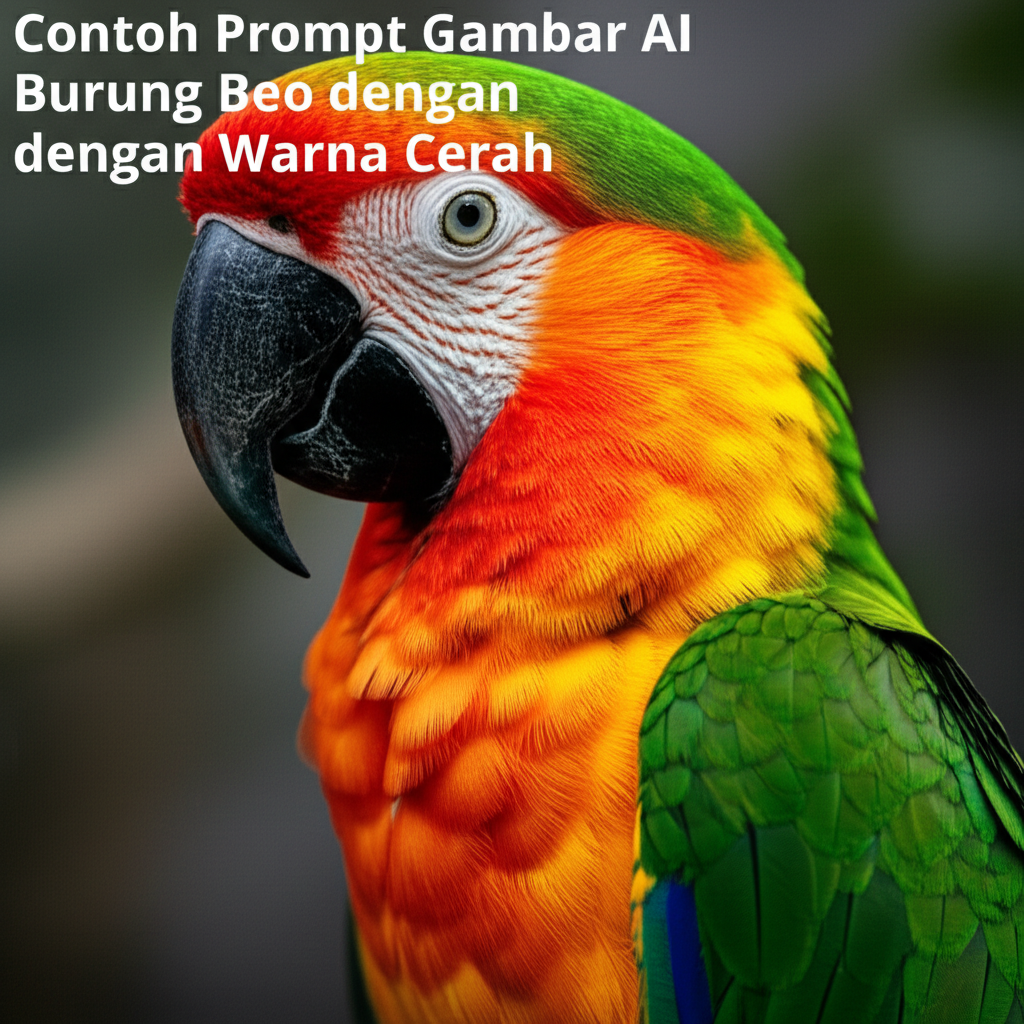 Contoh Prompt Gambar AI Burung Beo dengan Warna Cerah