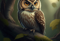 Contoh Prompt Gambar AI Burung Hantu di Pohon Tua