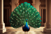 Contoh Prompt Gambar AI Burung Merak di Halaman Istana