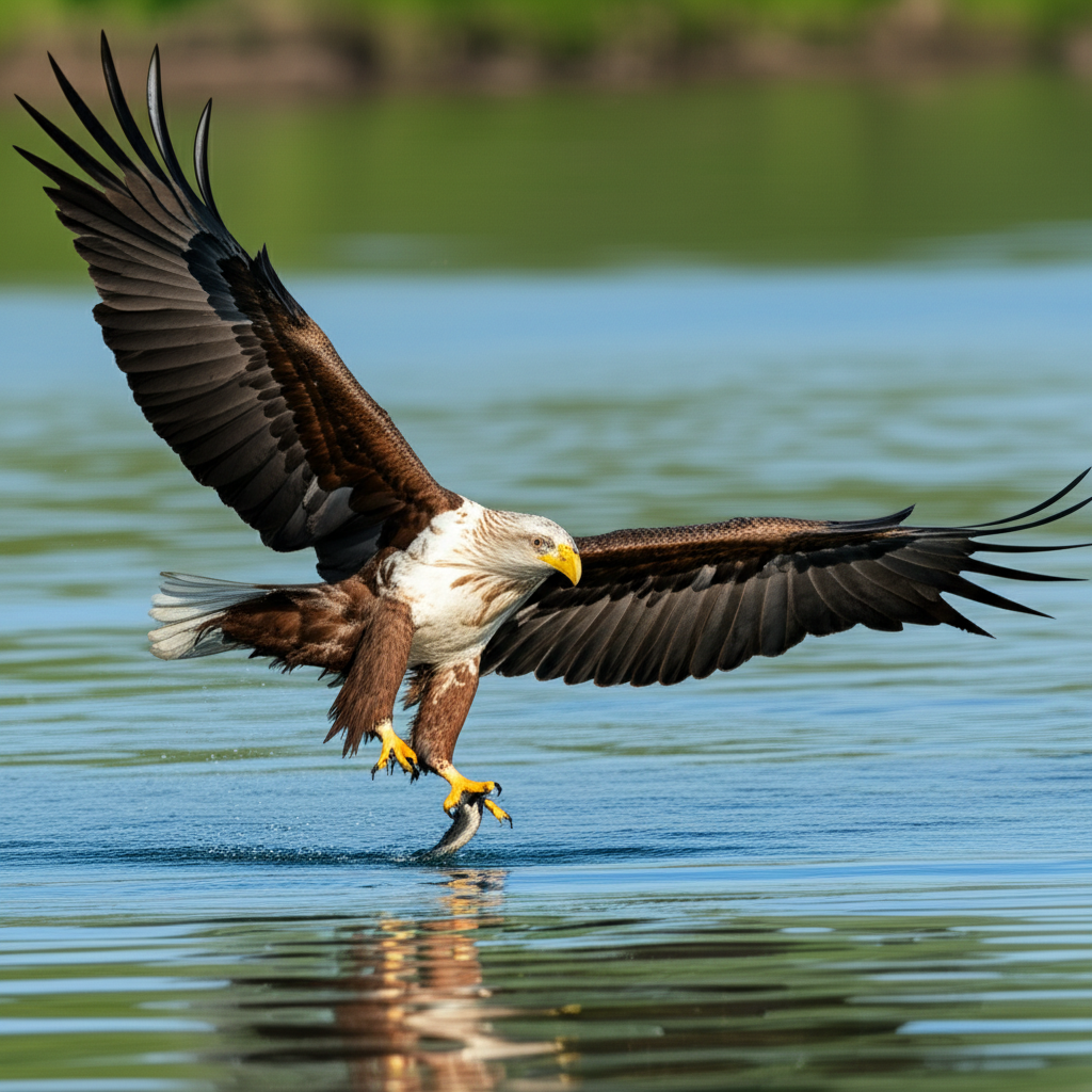 Contoh Prompt Gambar AI Burung Rajawali Menyambar Ikan