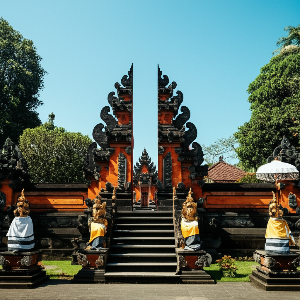 Contoh Prompt Gambar AI Desa Bali dengan Pura Indah