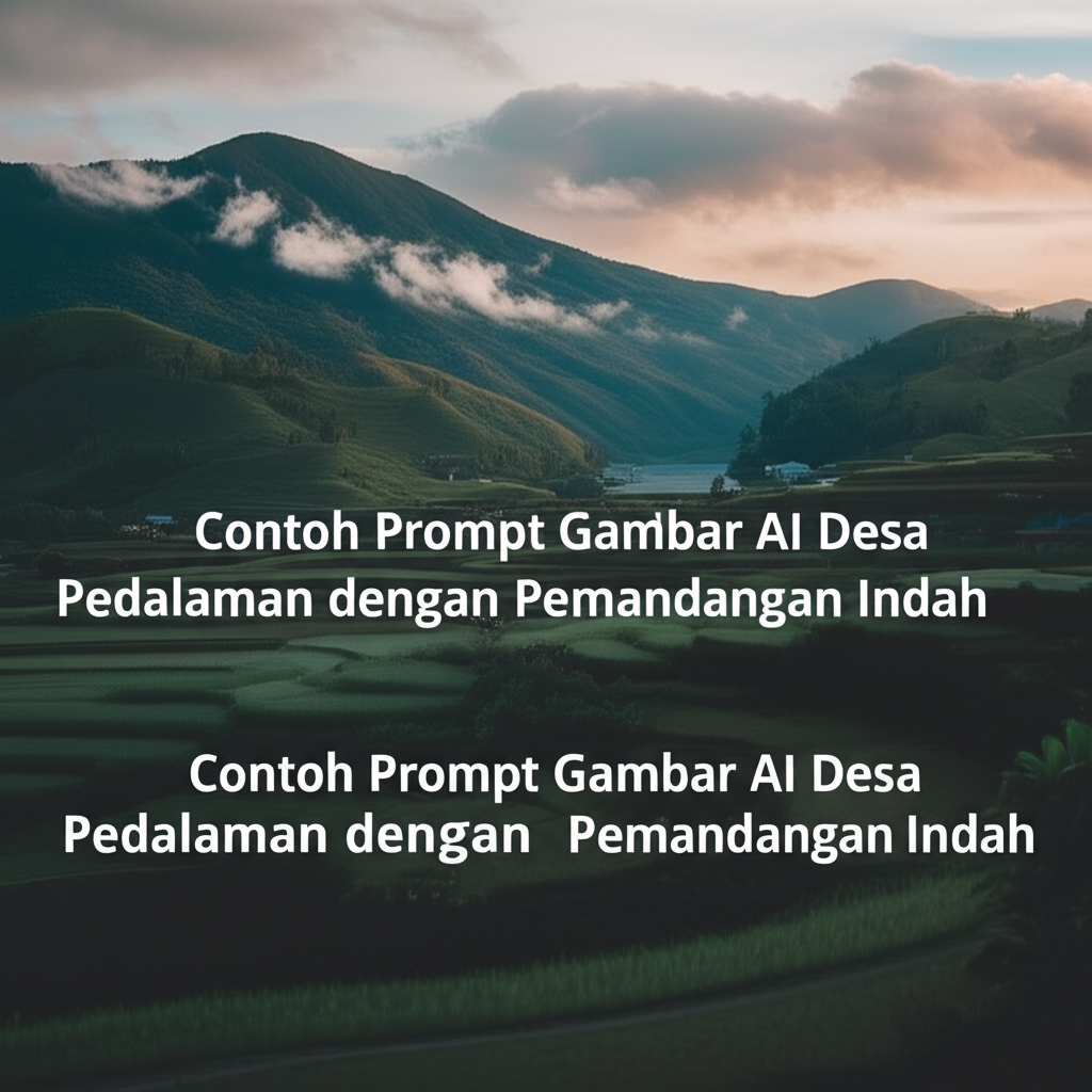 Contoh Prompt Gambar AI Desa Pedalaman dengan Pemandangan Indah