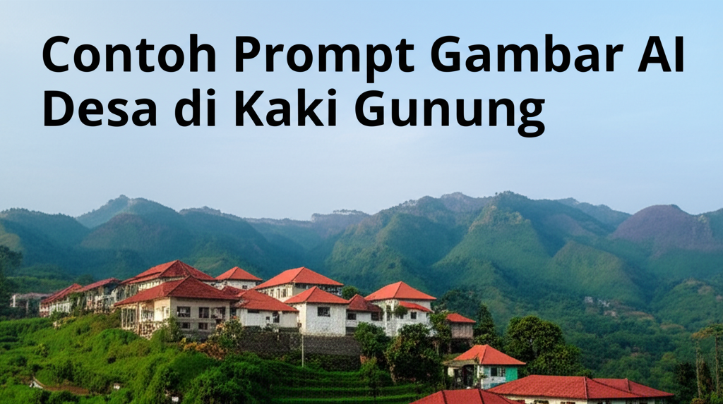 Contoh Prompt Gambar AI Desa di Kaki Gunung