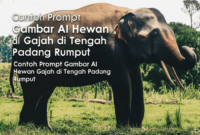 Contoh Prompt Gambar AI Hewan Gajah di Tengah Padang Rumput