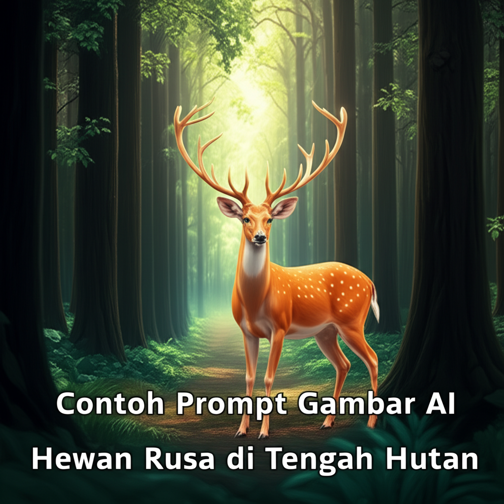 Contoh Prompt Gambar AI Hewan Rusa di Tengah Hutan