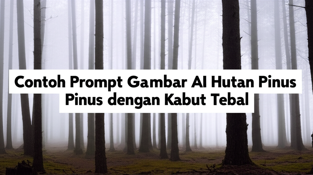 Contoh Prompt Gambar AI Hutan Pinus dengan Kabut Tebal