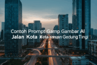 Contoh Prompt Gambar AI Jalan Kota dengan Gedung Tinggi