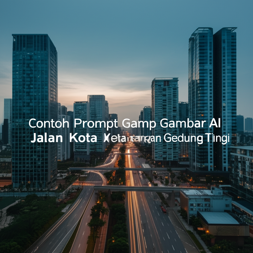 Contoh Prompt Gambar AI Jalan Kota dengan Gedung Tinggi