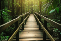 Contoh Prompt Gambar AI Jembatan Kayu di Tengah Hutan