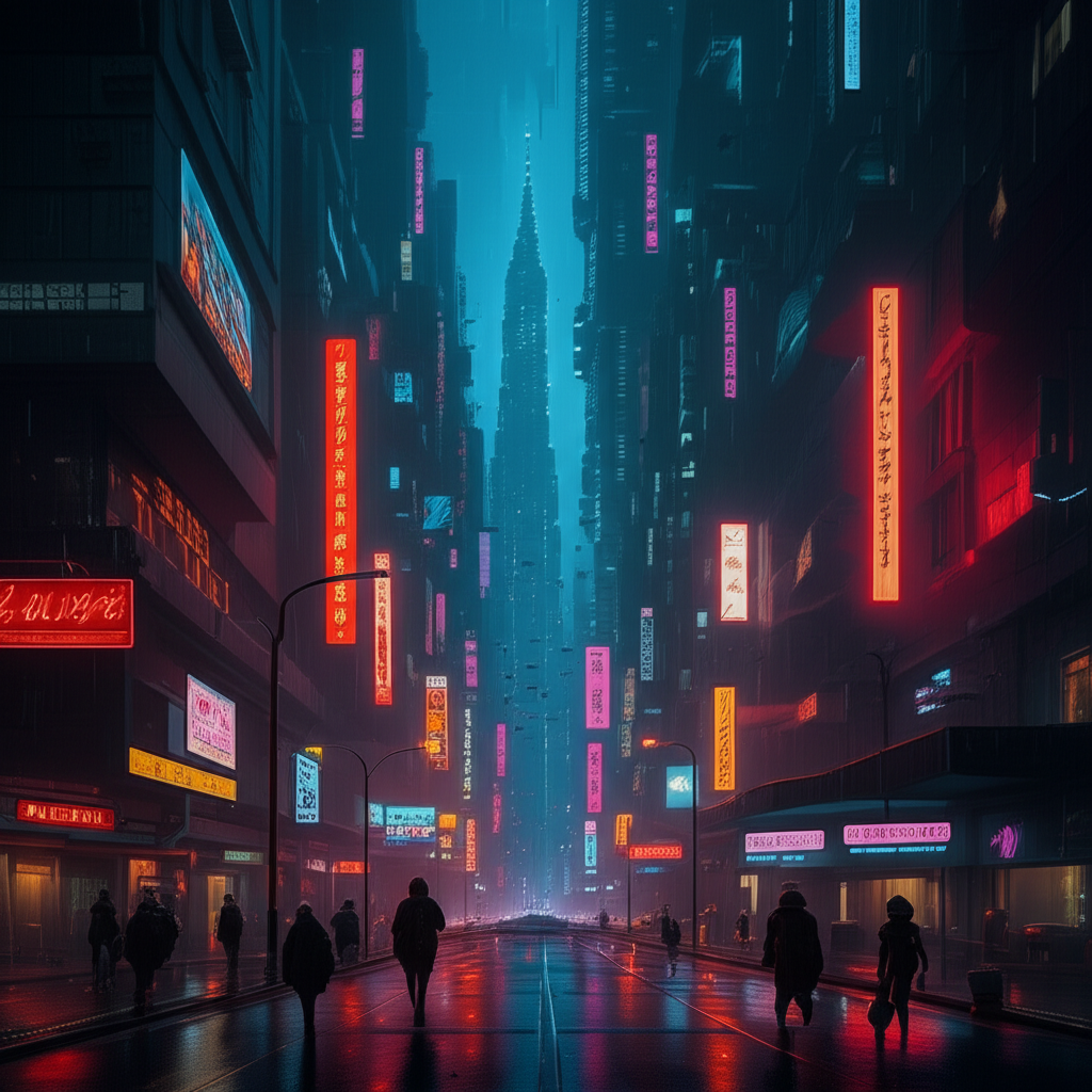 Contoh Prompt Gambar AI Kota Bergaya Cyberpunk Modern