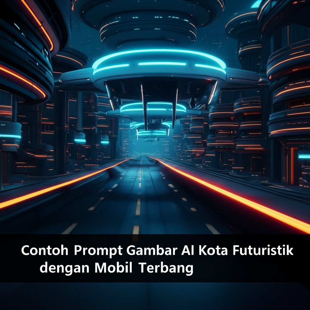 Contoh Prompt Gambar AI Kota Futuristik dengan Mobil Terbang