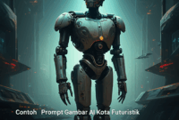 Contoh Prompt Gambar AI Kota Futuristik dengan Robot