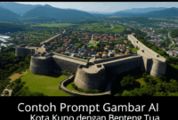 Contoh Prompt Gambar AI Kota Kuno dengan Benteng Tua