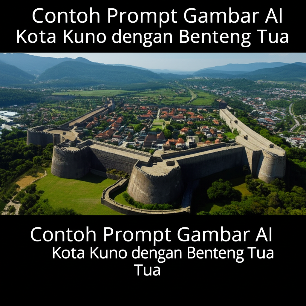 Contoh Prompt Gambar AI Kota Kuno dengan Benteng Tua