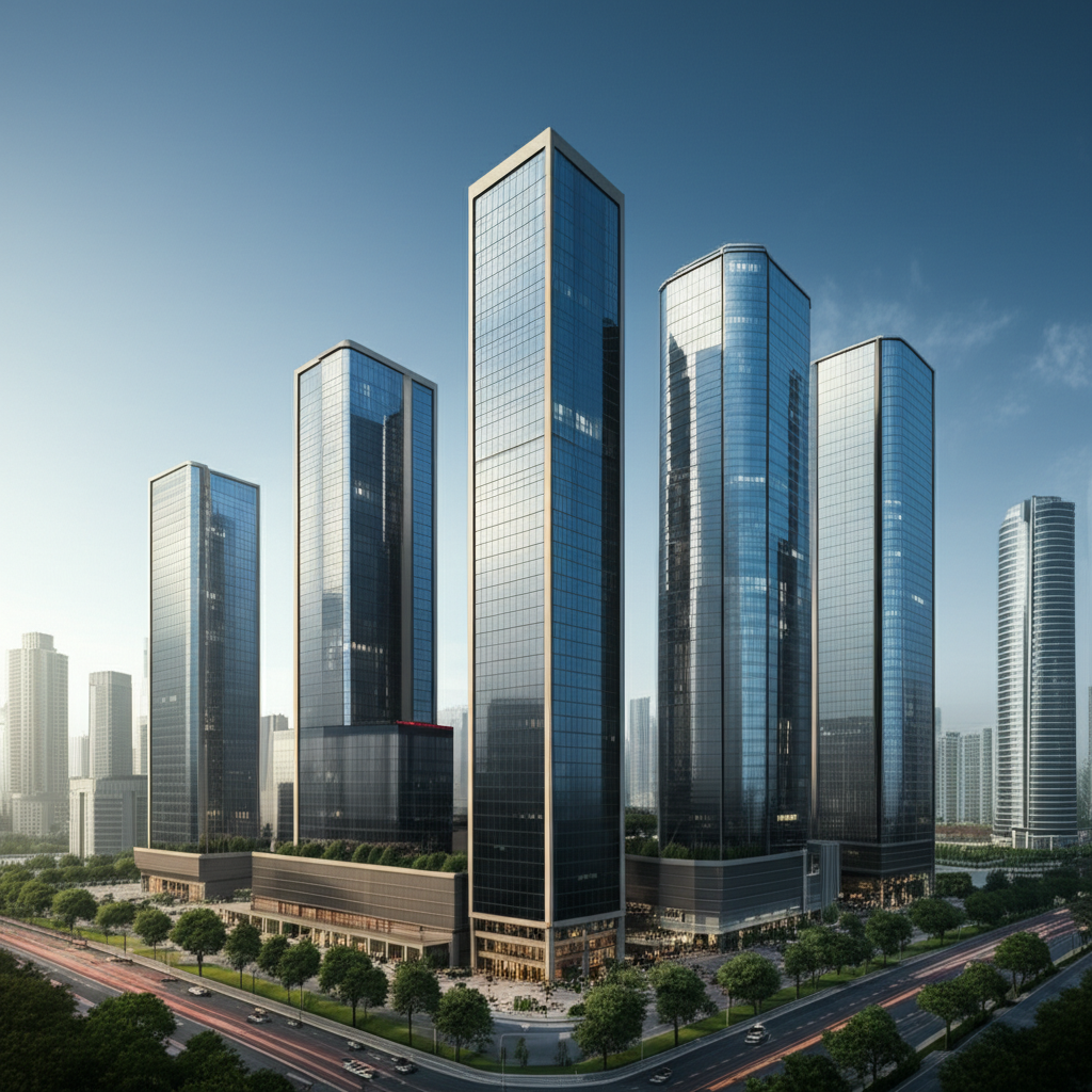 Contoh Prompt Gambar AI Kota Modern dengan Gedung Kaca