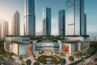 Contoh Prompt Gambar AI Kota Modern dengan Pusat Perbelanjaan