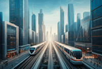 Contoh Prompt Gambar AI Kota Modern dengan Transportasi Canggih