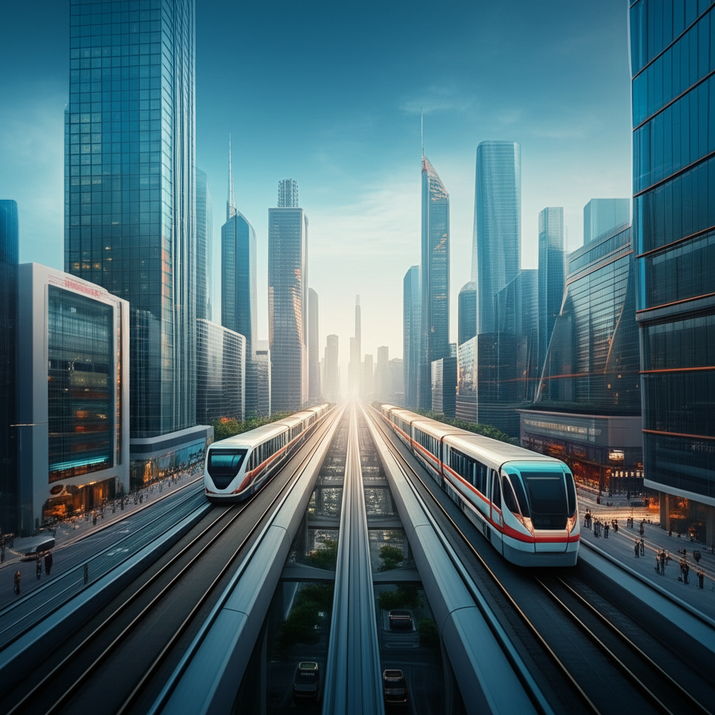 Contoh Prompt Gambar AI Kota Modern dengan Transportasi Canggih