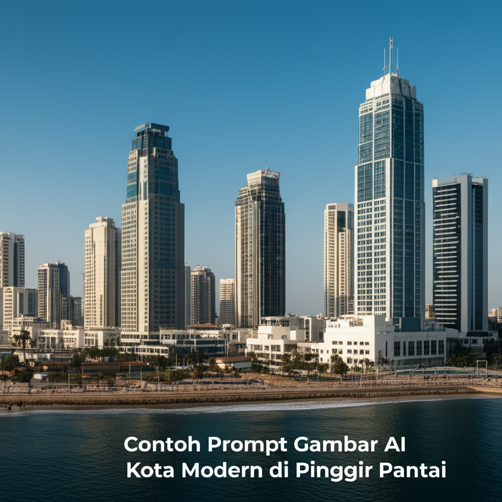 Contoh Prompt Gambar AI Kota Modern di Pinggir Pantai