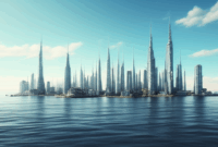 Contoh Prompt Gambar AI Kota Terapung di Tengah Laut