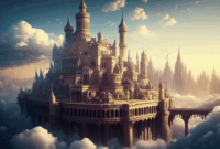 Contoh Prompt Gambar AI Kota di Atas Awan dengan Istana Megah