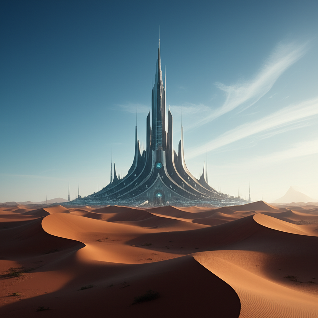 Contoh Prompt Gambar AI Kota di Tengah Gurun Pasir