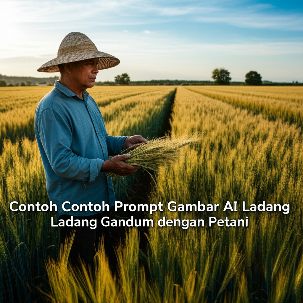 Contoh Prompt Gambar AI Ladang Gandum dengan Petani