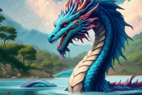 Contoh Prompt Gambar AI Naga Air di Sungai Besar