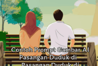 Contoh Prompt Gambar AI Pasangan Duduk di Bangku Taman
