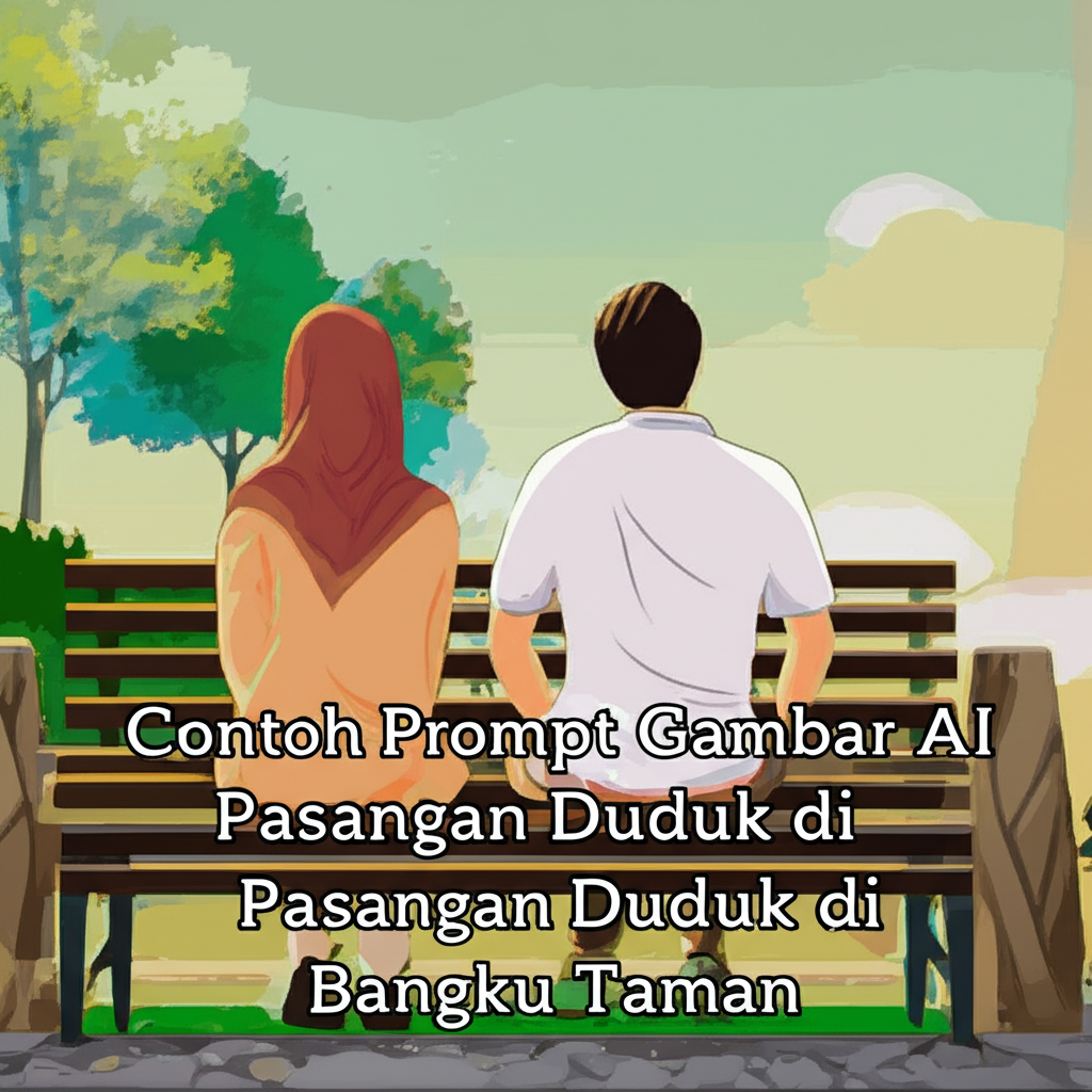 Contoh Prompt Gambar AI Pasangan Duduk di Bangku Taman