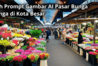 Contoh Prompt Gambar AI Pasar Bunga di Kota Besar