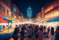 Contoh Prompt Gambar AI Pasar Malam di Kota Asia