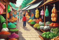 Contoh Prompt Gambar AI Pasar Tradisional di Desa Asia