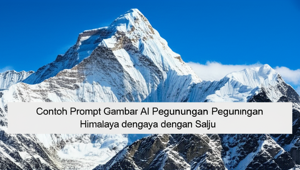 Contoh Prompt Gambar AI Pegunungan Himalaya dengan Salju