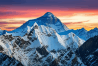 Contoh Prompt Gambar AI Pegunungan Himalaya dengan Sunrise