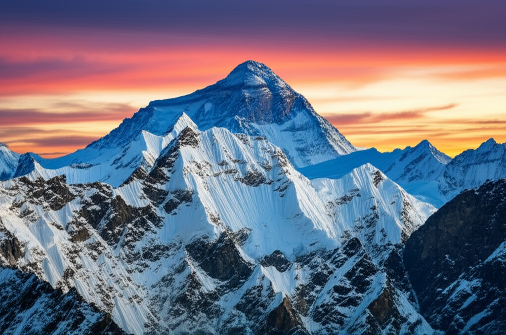 Contoh Prompt Gambar AI Pegunungan Himalaya dengan Sunrise