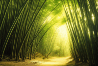Contoh Prompt Gambar AI Pohon Bambu dengan Cahaya Pagi