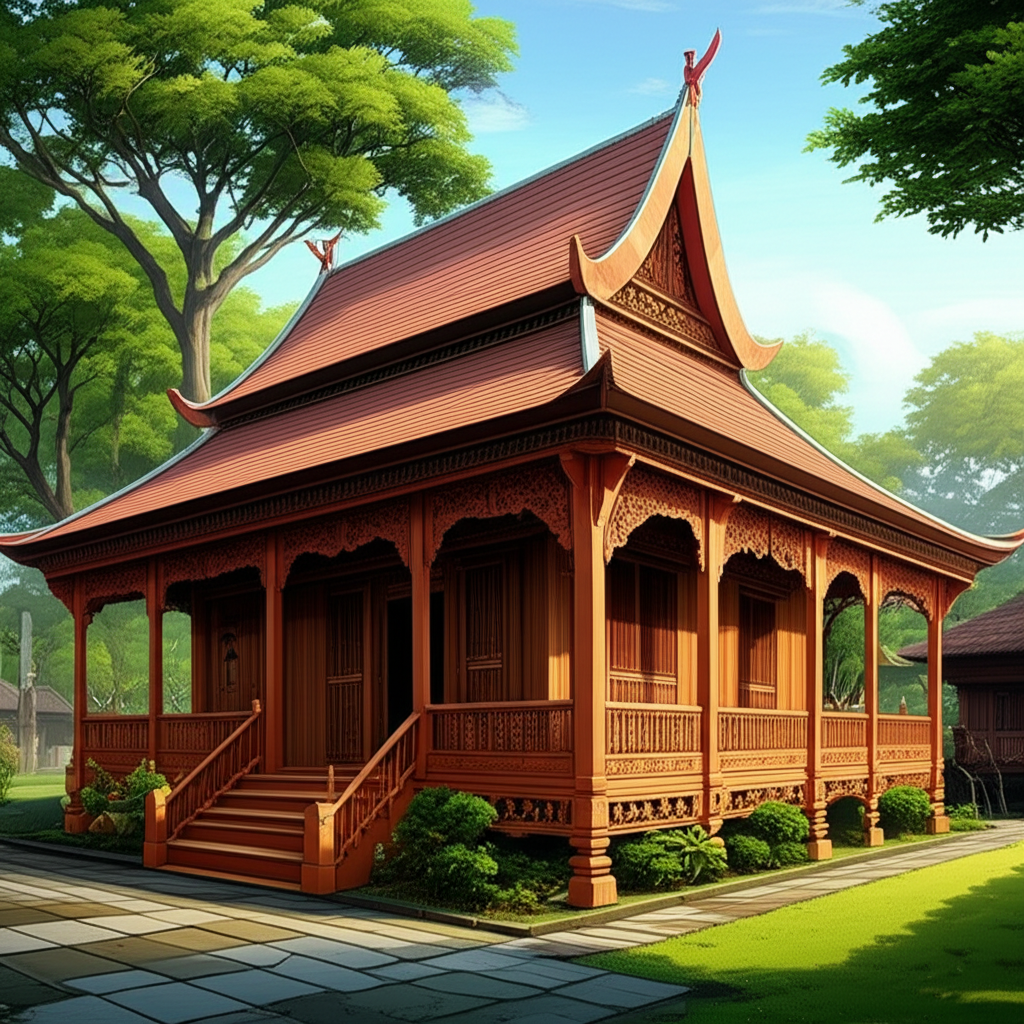 Contoh Prompt Gambar AI Rumah Tradisional Jawa yang Unik