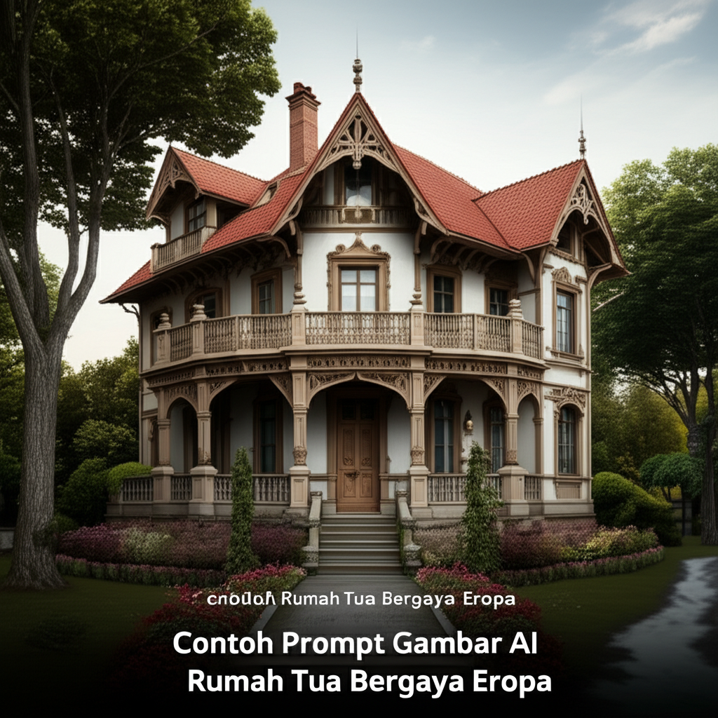Contoh Prompt Gambar AI Rumah Tua Bergaya Eropa