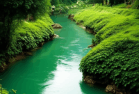 Contoh Prompt Gambar AI Sungai Berkelok di Lembah Hijau